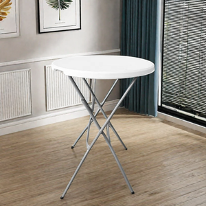 Muebles perfectos, mesa plegable de fiesta blanca redonda de plástico plegable para eventos, banquetes al aire libre, bodas - Product Image 1