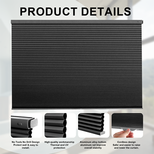 ستائر خلوية بدون حفر بسعر المصنع، ستائر تعتيم لاسلكية على شكل خلية النحل - Product Image 2