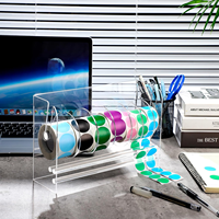 Acrylique transparent personnalisé 7 disques porte-rouleau d'autocollant étiquette réglable distributeur d'autocollant support d'étiquettes pour bureau maison