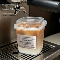 Gobelets carrés jetables mats avec couvercles et pailles, spécialement conçus pour les salons de thé, gobelets à jus en plastique de qualité alimentaire de qualité commerciale
