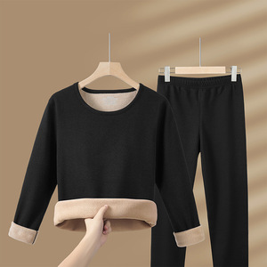Intimo Termico da <span class=keywords><strong>Donna</strong></span>, Set Invernale Super Spesso, Collo Tondo, Tinta Unita, Pantaloni e Maglia Antifreddo - Product Image 4