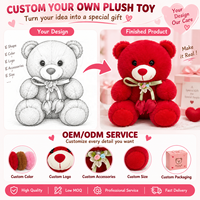 Ours en peluche personnalisé rouge brun rose avec nœud en ruban et pendentif LOVE, jouet en peluche câlin pour cadeau romantique