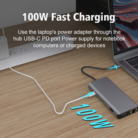11 Port USB-C multiport Tipe C stasiun Dok, aksesori komputer Laptop lainnya Ethernet PD HDTV 11 in 1 Usb c Hub