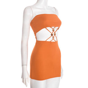 Viviblook D25DS577 Nouvelle Robe Sexy pour Femmes, Bretelles Creuses, Sans Bretelles, Sans Manches, Mini Robe Moulante de Soirée - Product Image 2