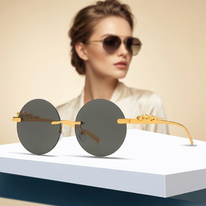 Nuevas Gafas <span class=keywords><strong>de</strong></span> Sol <span class=keywords><strong>de</strong></span> <span class=keywords><strong>Marca</strong></span> <span class=keywords><strong>de</strong></span> Lujo sin Marco para Hombre y Mujer, UV400, con un Diseño <span class=keywords><strong>de</strong></span> Leopardo Único y Elegante, Redondas, Estilo Retro, <span class=keywords><strong>de</strong></span> Diseñador - Product Image 2