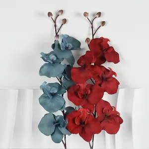 6 헤드 단일 호접란 난초 야외 실내 장식 장식품 시뮬레이션 꽃 웨딩 거실