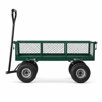 Chariot de jardin en acier 500 kg, chariot utilitaire 100x80x60 cm avec côtés grillagés pour pelouse et ferme