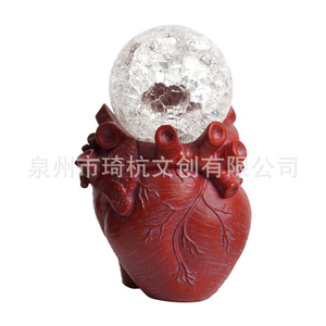 Simulated Heart Resin Ornament With <b>Crystal</b> <b>Ball</b> For Home Decor Valentine'S Day Gift Contemporary Design Single Piece - Product Image 5