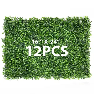 UV-Bescherming Kunstmatige Buxus Haag Wandpanelen Gras Achtergrond Groen Muur Voor Privacy Hek Achtertuin Buiten Bruiloft