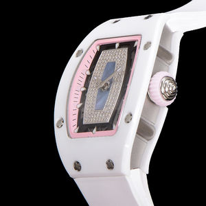 Montre mécanique pour <span class=keywords><strong>femme</strong></span> tendance RM0701 en céramique blanche, style étoile, entièrement sertie de diamants, montre de luxe légère - Product Image 4