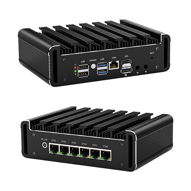 Intel N300 Mini PC Computer Proxmox Host 6x2.5G DDR5 NVMe HD DP Win11 Ubuntu Industrial Computer Gateway Firewall Router Fanless