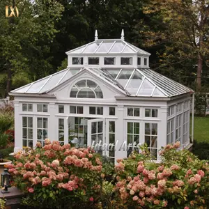 Döküm bahçe tasarım beyaz metal ferforje gazebo cam çatı ile açık