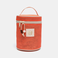 Sac cosmétique cylindrique en maille personnalisé, organiseur de maquillage portable pour voyage, trousse de toilette OEM ODM