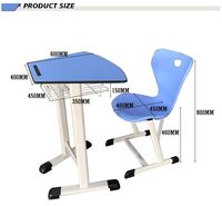 Ensemble bureau et chaise d'école avec plateau trapézoïdal, cadre métallique blanc durable, table d'étude avec panier en fil métallique, mobilier ergonomique pour enfants