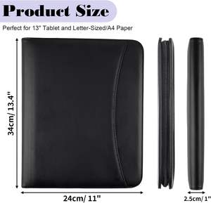 Portafolio de Cuero con Organizador, Bloc de Notas de 25 Páginas, Funda para Tablet de 13 Pulgadas, Carpeta Profesional con Cierre para <span class=keywords><strong>Documentos</strong></span> - Product Image 2