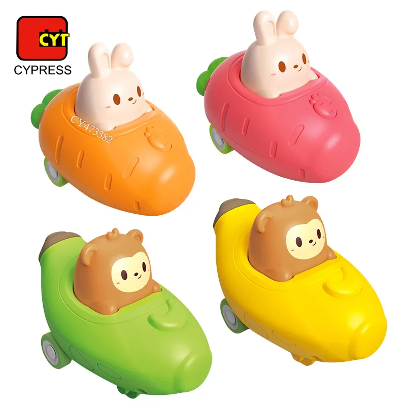Baby Toy Press And Go Vehicles Cartoon Animals Carrot Banana Boy Pull Back Cars Toys For Toddlers