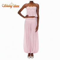 Nouvel ensemble deux pièces en mousseline de soie style bohème 2026 pour femme – Camisole sexy en dentelle couleur unie pour l'été et la plage