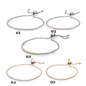 <span class=keywords><strong>Pulsera</strong></span> de Plata 925 Panjiadora, Oro Rosa, Arcoíris Brillante, Diamante Moissanita, <span class=keywords><strong>Pulsera</strong></span> Ajustable, <span class=keywords><strong>Pulsera</strong></span> Básica de Moissanita DIY - Product Image 1