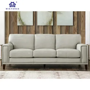 Winforce Wholesale Classical Sofa Furniture American Style Leather Sofa Couch Light Luxury Office 3 Seater Leather Sofa