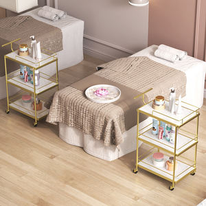Design unique, boutique de produits de beauté, petite voiture à outils en or blanc, chariot à roulettes pour meubles de salon de luxe - Product Image 2