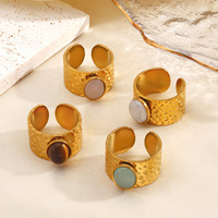 Cincin Elips Geometris Minimalis Stainless Steel Trendi Gaya Eropa dan Amerika, Cincin Hip Hop Berlapis Vakum yang Dapat Dipersonalisasi