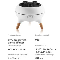 Humidificateur d'air électrique ultrasonique poreux en plastique pour aromathérapie dynamique, avec lumières colorées en forme de méduse et télécommande pour la maison