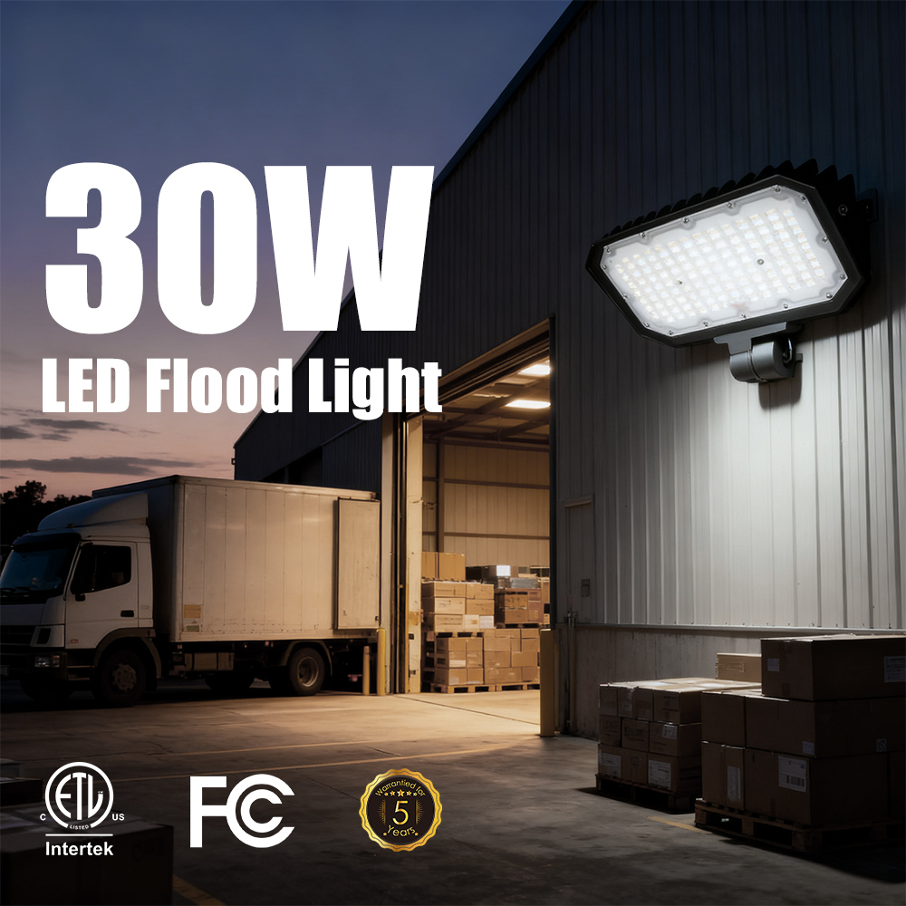 Led Flood Lights IP65 30W 50W 100W Aluminum PC Cover Flood Light 160LM/W Outdoor Fixture with DLC ETL