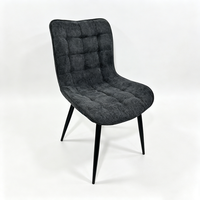 Chaise de salle à manger en tissu de style nordique, dossier haut, assise rembourrée en lin, pieds en fer avec revêtement anti-rayures, vente en gros