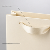 Sacs cadeaux pour petites entreprises, sacs personnalisés de remerciement, crème doré, couronne florale avec poignées en ruban, sacs cadeaux en papier