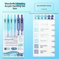 Set Spidol Akrilik Kayu Desain Tanpa Tutup 0.7mm Pena Cat Retractable untuk Sketsa Cepat dan Highlighting Alat Tulis 6 Warna