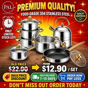 Set Peralatan Masak Mewah 12-Piece Premium Stainless Steel Klasik Tahan Lama dengan Wajan Anti Lengket untuk Dapur Pengantin Baru - Product Image 1