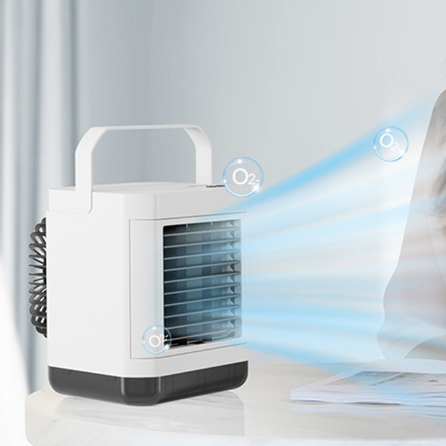 Wholesale Portable Mini Air Conditioner Fan Evaporative Humidifier Air Cooler 3 Speeds 7 Color Light USB Misting Negative Ions