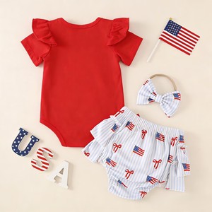 Traje de Verano para Bebé Niña con Estampado de Lazo y Letras de Dibujos Animados para el Día de la Independencia del 4 de <span class=keywords><strong>Julio</strong></span> - Product Image 2