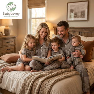 Babylovey Envío Rápido, Conjunto de Pijamas de Bambú con Estampado Personalizado para Niños, <span class=keywords><strong>Padres</strong></span> y Parejas - Product Image 3
