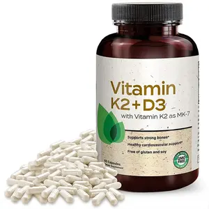 Non GMO Formula MAX Absorption Vitamins D3 5000 IU and Vitamin K MK7 125 mcg Supplement For Hair Growth