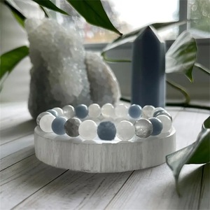 8mm <span class=keywords><strong>Angelite</strong></span> Blanc Jade Bracelet pour Femmes Naturel Guérison Cristal Amitié Charme Pierre Précieuse pour Cadeau - Product Image 2