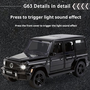 <span class=keywords><strong>Voiture</strong></span> miniature en métal moulé sous pression Ben G63 avec plaque signalétique, son et lumière, portes ouvrantes, fonction de recul, piles bouton 1,5V, unisexe - Product Image 5