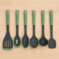 6Pcs Peralatan Dapur PBT dengan Tepi Silikon Tahan Panas Anti Lengket Aman untuk Panci Alat Dapur Spatula Skimmer