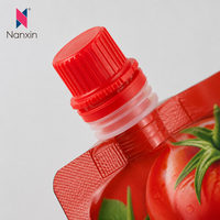 Pochette de ketchup personnalisée imprimée avec bec verseur à vis, sachet de sauce autoportant refermable, emballage liquide en gros