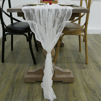 Nappe carrée personnalisable de style nordique en polyester écologique, blanche, tissée, avec dentelle florale de luxe, 70x300cm, pour la maison et les mariages