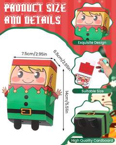 24 Cajas <span class=keywords><strong>de</strong></span> Regalo Navideñas con Diseño <span class=keywords><strong>de</strong></span> Papá Noel, Muñeco <span class=keywords><strong>de</strong></span> Nieve, Reno, Elfo, Alce, Cajas para Galletas y Dulces Navideños, Suministros <span class=keywords><strong>de</strong></span> Decoración para Fiestas Navideñas - Product Image 4