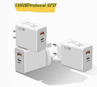 Pengisi Daya Cepat QC 3.0 67W Tipe C untuk iPhone untuk Samsung Pengisi Daya USB Dual Port untuk iPhone 16 Pengisi Daya USB 120W Pengisian Cepat