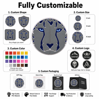 Patch en caoutchouc PVC rond personnalisé, badge animal lion 3D en relief, patch logo personnalisé pour vêtements, sacs à dos, casquettes, accessoires