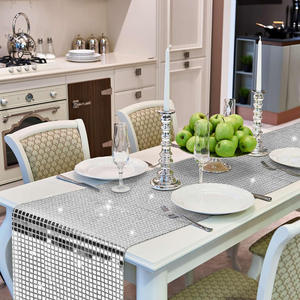 <span class=keywords><strong>Chemin</strong></span> <span class=keywords><strong>de</strong></span> <span class=keywords><strong>table</strong></span> à paillettes à carreaux pour décoration d'anniversaire <span class=keywords><strong>de</strong></span> mariage en or argenté - Product Image 4