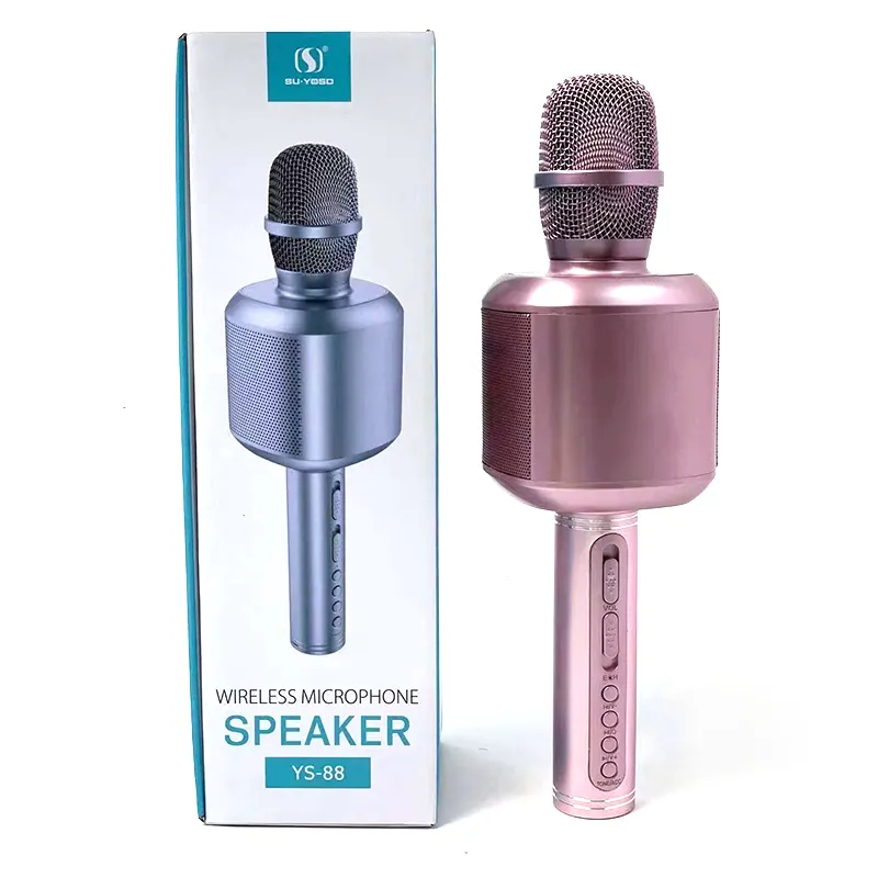 YS-88 professional good sound Wireless Karaoke Microphone USB Handheld Bluetooth Rechargeable Mike Outdoor Mini Mic Speaker