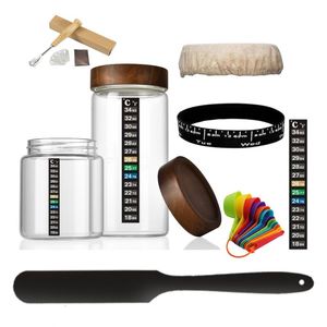 Kit de démarrage de levain en verre avec couvercle en tissu respirant pour la cuisson du pain - Offre Spéciale - Product Image 1