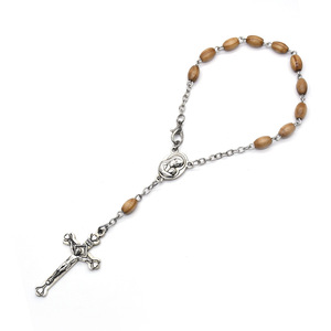 <span class=keywords><strong>Pulseras</strong></span> de Rosario Católicas Hechas a Mano, Mini Crucifijo, Cuentas de Oración, Cuentas de Madera Unisex <span class=keywords><strong>para</strong></span> <span class=keywords><strong>Bautizo</strong></span> Religioso - Product Image 6