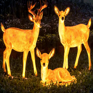 Led-<b>lighted</b> Standing Reindeer Family Ornament Acrylic Fiberglass Christmas Halloween Thanksgiving Landscape Garden Decoration - Product Image 1