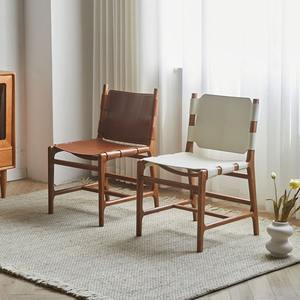 Stile scandinavo giapponese in legno massello sedie da pranzo ristorante caffetteria bar sedili in pelle per l'applicazione della scuola alberghiera - Product Image 2