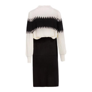 Pull en maille colorblock, jupe mi-longue ajustée, ensemble 2 pièces pour femmes, tendance - Product Image 6